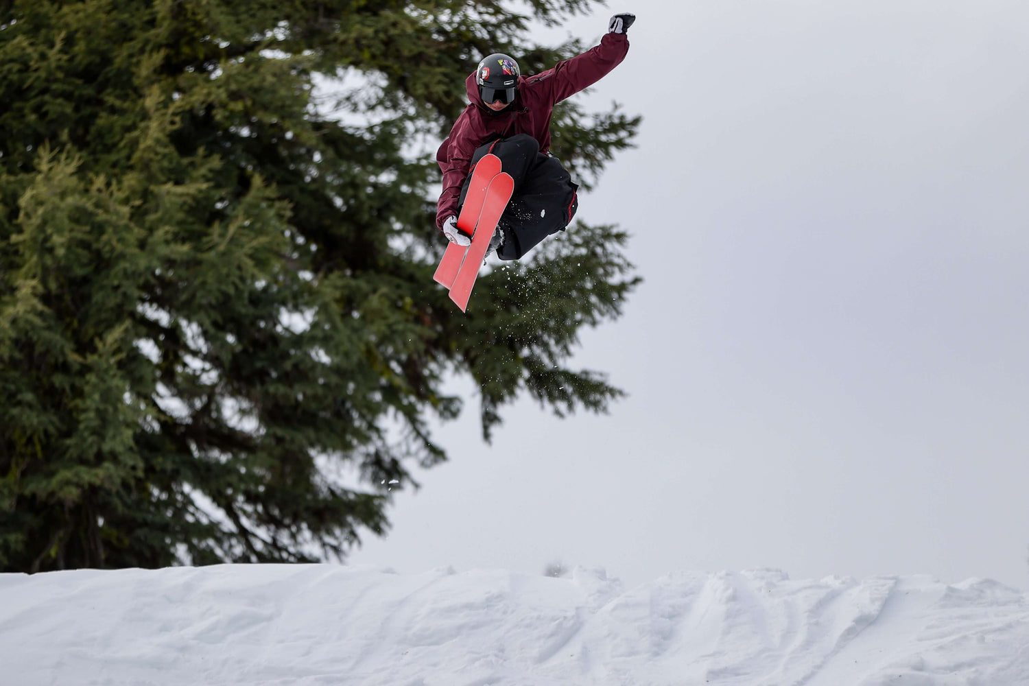 Catching air in Max Reade's baggy snow pants.