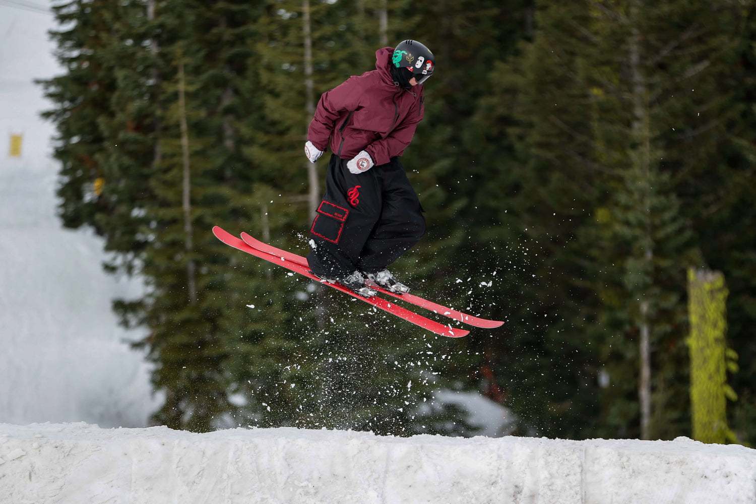 Getting some air in Max Reade snow pants.
