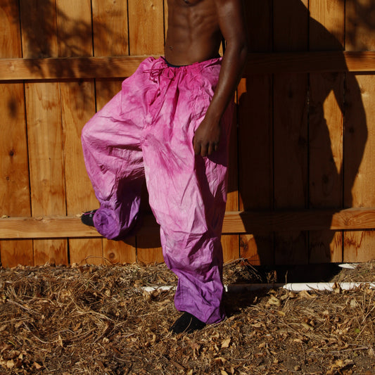 PINK AND PURPLE PARACHUTE PANTS